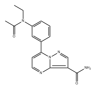 Zaleplon Related Compound C (25 mg) (7-[3-(N-ethylacetamido)phenyl]pyrazolo[1,5-a]pyrimidine-3-carboxamide) Struktur