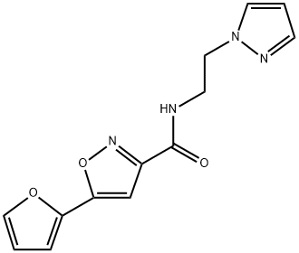 3-Isoxazolecarboxamide, 5-(2-furanyl)-N-[2-(1H-pyrazol-1-yl)ethyl]- Struktur