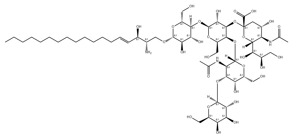 beta-D-Gal-(1->3)-beta-D-GalNAc-(1->4)-[alpha-Neu5Ac-(2->3)]-beta-D-Gal-(1->4)-beta-D-Glc-(1<->1')-Sph Struktur