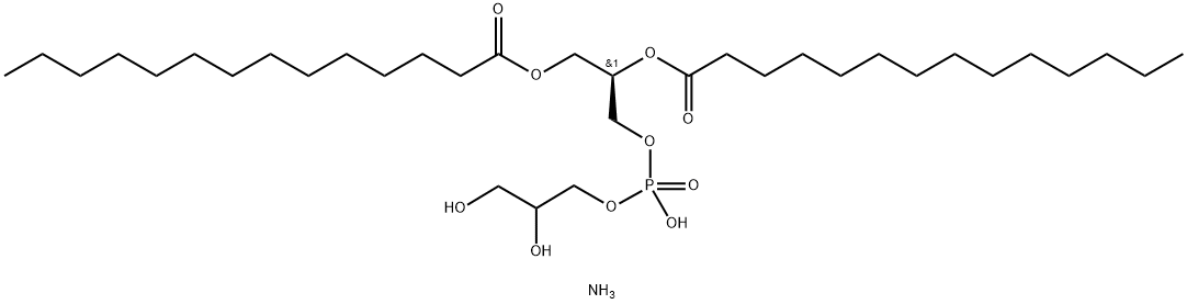 Tetradecanoic acid 1,1′-[(1R)-1-[[[(2,3-dihydroxypropoxy)hydroxyphosphinyl]oxy]methyl]-1,2-ethanediyl] ester monoammonium salt Struktur