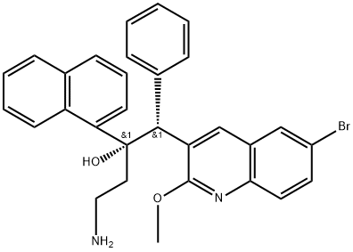 3-Quinolineethanol, α-(2-aminoethyl)-6-bromo-2-methoxy-α-1-naphthalenyl-β-phenyl-, (αS,βR)- Struktur