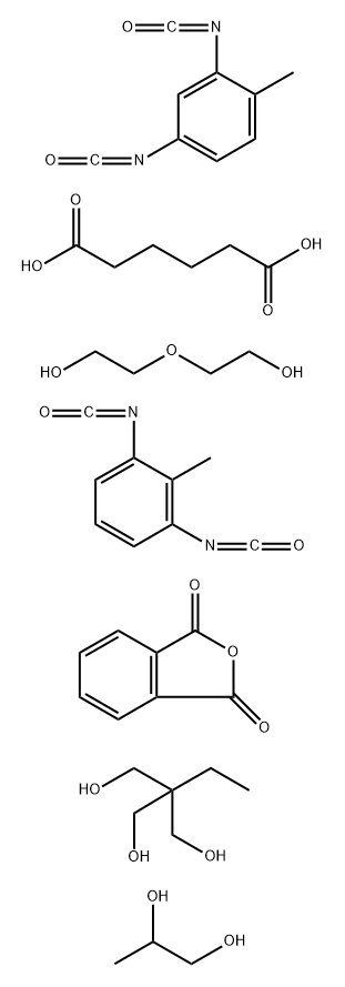 Hexanedioic acid, polymer with 1,3-diisocyanato-2-methylbenzene, 2,4-diisocyanato-1-methylbenzene, 2-ethyl-2-(hydroxymethyl)-1,3-propanediol, 1,3-isobenzofurandione, 2,2'-oxybis[ethanol] and 1,2-propanediol Struktur