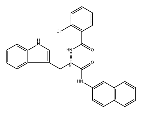 1H-Indole-3-propanamide, α-[(2-chlorobenzoyl)amino]-N-2-naphthalenyl-, (αS)- Struktur