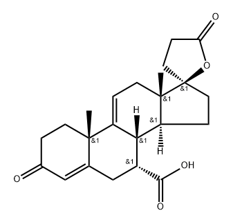 Pregna-4,9(11)-diene-7,21-dicarboxylic acid, 17-hydroxy-3-oxo-, γ-lactone, (7α,17α)- Struktur