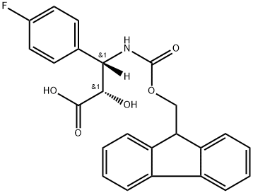 N-(9H-Fluoren-9-yl)MethOxy]Carbonyl (2S,3S)-3-Amino-3-(4-fluoro-phenyl)-2-hydroxypropionic acid Struktur