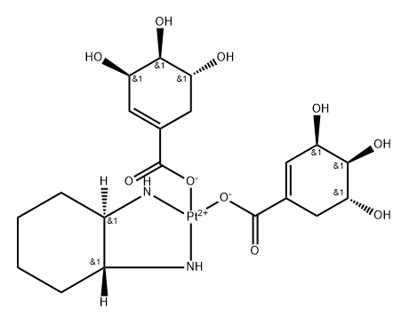 1,2-diaminocyclohexane-bis(shikimato)platinum(II) Struktur