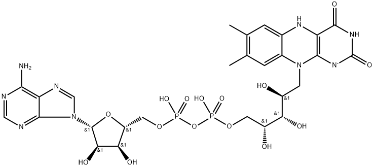 Riboflavin 5'-(trihydrogen diphosphate), 1,5-dihydro-, P'→5'-ester with adenosine, ion(1-) Struktur