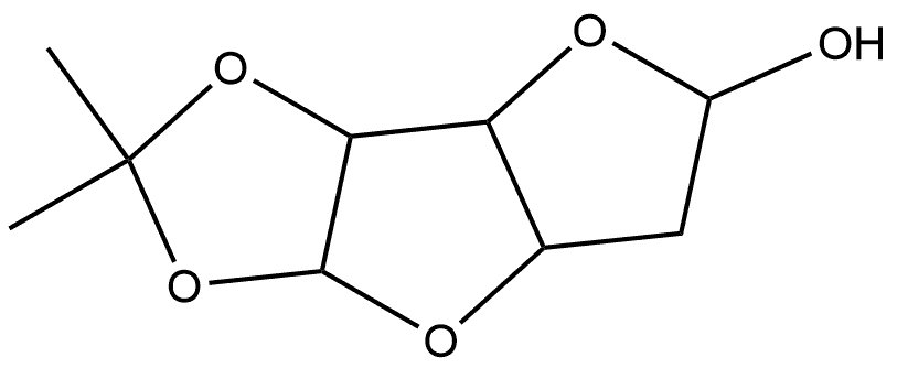 α-D-xylo-Hexodialdo-1,4:6,3-difuranose, 5-deoxy-1,2-O-(1-methylethylidene)- Struktur