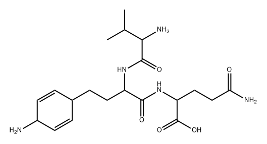 L-Val-4-(4α-Amino-2,5-cyclohexadien-1β-yl)-L-Abu-L-Gln-OH Struktur