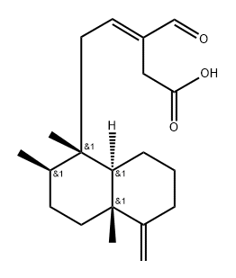 (E)-5-[(1S,8aβ)-Decahydro-1,2α,4aα-trimethyl-5-methylenenaphthalen-1β-yl]-3-formyl-3-pentenoic acid Struktur