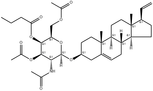 Pregna-5,20-dien-3β-yl 2-(acetylamino)-2-deoxy-β-D-galactopyranoside 3,6-diacetate 4-butanoate Struktur