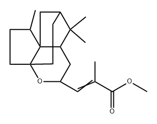 2-Propenoic acid, 2-methyl-3-(octahydro-1,7,7-trimethyl-1H-3a,8-ethanodicyclopenta[b,c]pyran-5-yl)-, methyl ester, [1R-[1α,3aα,5β(E),6aβ,8α,9aR*]]- (9CI) Struktur