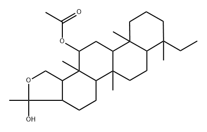 4β-Ethyl-2',5',17β,17aα-tetrahydro-2',4,8-trimethyl-D-homo-5α-androstano[17,17a-c]furan-2',12α-diol 12-acetate Struktur