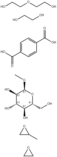 α-D-Glucopyranoside, methyl, polymer with 1,4-benzenedicarboxylic acid, 1,2-ethanediol, methyloxirane, oxirane and 2,2'-oxybis[ethanol] Struktur