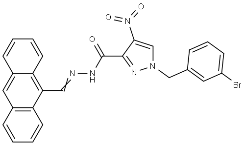 N'-(9-ANTHRYLMETHYLENE)-1-(3-BROMOBENZYL)-4-NITRO-1H-PYRAZOLE-3-CARBOHYDRAZIDE Struktur