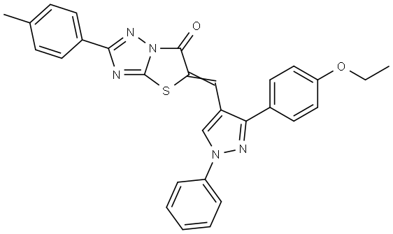 (5E)-5-{[3-(4-ETHOXYPHENYL)-1-PHENYL-1H-PYRAZOL-4-YL]METHYLENE}-2-(4-METHYLPHENYL)[1,3]THIAZOLO[3,2-B][1,2,4]TRIAZOL-6(5H)-ONE Struktur