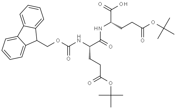 (2S)-5-(tert-butoxy)-2-[(2S)-5-(tert-butoxy)-2-({[(9H-fluoren-9-yl)methoxy]carbonyl}amino)-5-oxopentanamido]-5-oxopentanoic acid Struktur