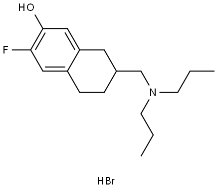 7-((dipropylamino)methyl)-3-fluoro-5,6,7,8-tetrahydronaphthalen-2-ol hydrobromide Struktur