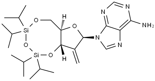 Adenosine, 2'-deoxy-2'-methylene-3',5'-O-[1,1,3,3-tetrakis(1-methylethyl)-1,3-disiloxanediyl]- (9CI) Struktur