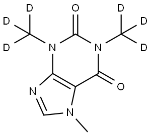 7-methyl-1,3-bis(methyl-d3)-3,7-dihydro-1H-purine-2,6-dione Struktur