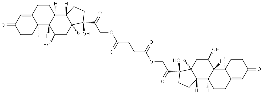 Pregn-4-ene-3,20-dione, 21,21'-(1,4-dioxo-1,4-butanediyl)bis(oxy)]bis[11,17-dihydroxy- Struktur