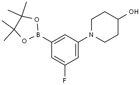 4-Piperidinol, 1-[3-fluoro-5-(4,4,5,5-tetramethyl-1,3,2-dioxaborolan-2-yl)phenyl]- Struktur