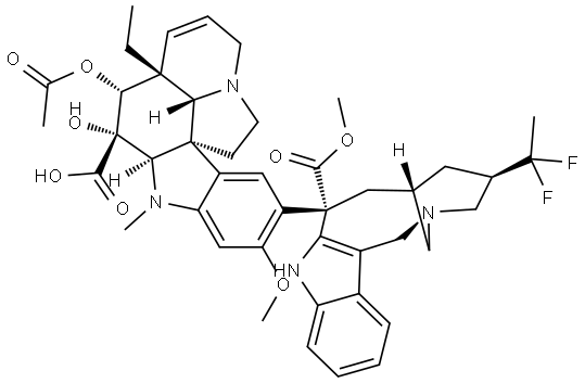 Vincaleukoblastine, 3-carboxy-3-de(methoxycarbonyl)-4'-deoxy-20',20'-difluoro- Struktur