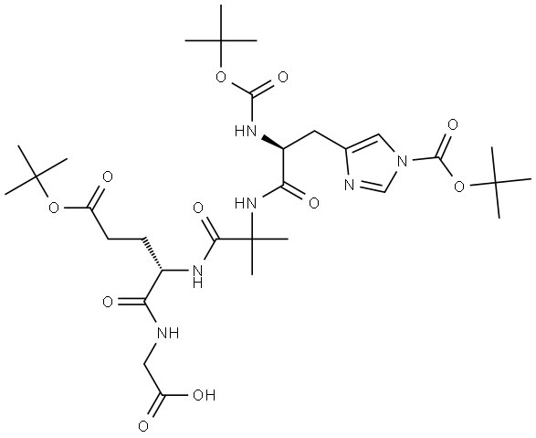 Boc-His(Boc)-Aib-Glu(OtBu)-Gly-OH Struktur