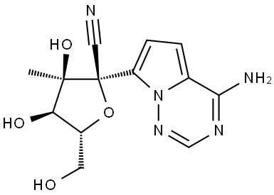 D-Altrononitrile, 2-C-(4-aminopyrrolo[2,1-f][1,2,4]triazin-7-yl)-2,5-anhydro-3-C-methyl- Struktur