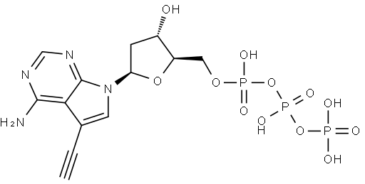 7-[2-Deoxy-5-O[hydroxy[[hydroxy(phosphonooxy)phosphinyl]oxy]phosphinyl]-β-Derythro-pentofuranosyl]-5-ethynyl-7H-pyrrolo[2,3-d]pyrimidin-4-amine Struktur