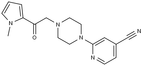 4-Pyridinecarbonitrile, 2-[4-[2-(1-methyl-1H-pyrrol-2-yl)-2-oxoethyl]-1-piperazinyl]- Struktur