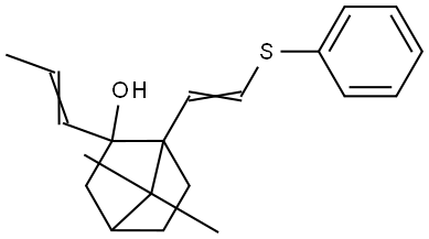 7,7-DIMETHYL-1-[(Z)-2-(PHENYLSULFANYL)ETHENYL]-2-[(1Z)-1-PROPENYL]BICYCLO[2.2.1]HEPTAN-2-OL Struktur