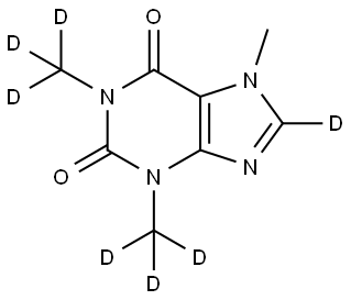 7-methyl-1,3-bis(methyl-d3)-3,7-dihydro-1H-purine-2,6-dione-8-d Struktur