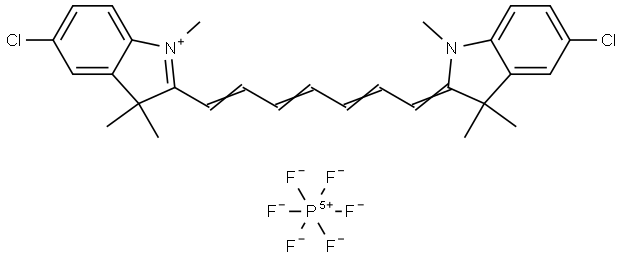 5-Chloro-2-[7-(5-chloro-1,3-dihydro-1,3,3-trimethyl-2H-indol-2-ylidene)-1,3,5-heptatrien-1-yl]-1,3,3-trimethyl-3H-indolium hexafluorophosphate (1:1) Struktur