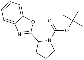 1-Pyrrolidinecarboxylic acid, 2-(2-benzoxazolyl)-, 1,1-dimethylethyl ester Struktur