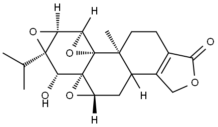 (4aS,5aS,6R,6aR,7aS,7bS,8aS,8bS)-3b,4,4a,6,6a,7a,7b,8b,9,10-Decahydro-6-hydroxy-8b-methyl-6a-(1-methylethyl)trisoxireno[4b,5:6,7:8a,9]phenanthro[1,2-c]furan-1(3H)-one Struktur