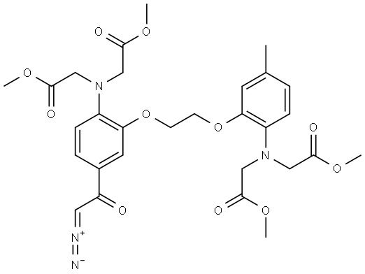 Dimethyl2,2''-((2-(2-(2-(bis(2-methoxy-2-oxoethyl)amino)-5-(2-diazoacetyl)phenoxy)ethoxy)-4-methylphenyl)azanediyl)diacetate Struktur