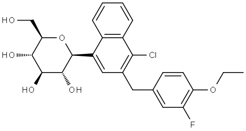 D-Glucitol, 1,5-anhydro-1-C-[4-chloro-3-[(4-ethoxy-3-fluorophenyl)methyl]-1-naphthalenyl]-, (1S)- Struktur