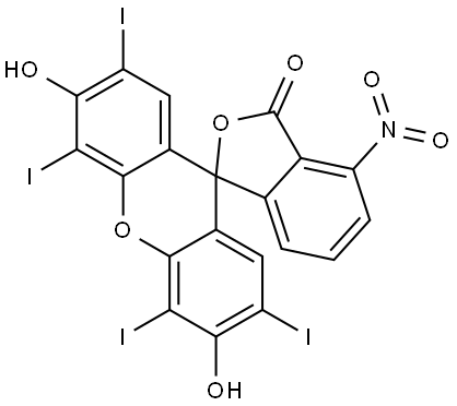 3',6'-dihydroxy-2',4',5',7'-tetraiodo-4-nitro-3H-spiro[isobenzofuran-1,9'-xanthen]-3-one Struktur