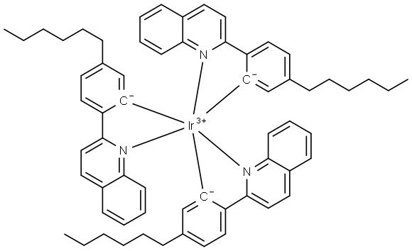 Tris[2-(4-n-hexylphenyl)quinoline)]iridiuM(III) Struktur