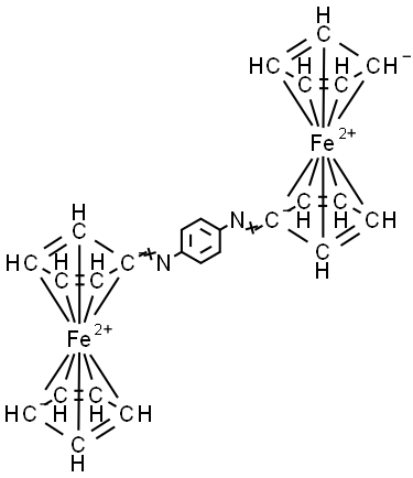 1,4-Bis((ferrocenylmethylene)amino)benzene Struktur