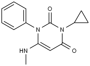 2,4(1H,3H)-Pyrimidinedione, 3-cyclopropyl-6-(methylamino)-1-phenyl- Struktur