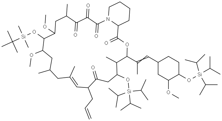 3H-Pyrido[2,1-c][1,4]oxaazacyclotricosine-1,7,19,20,21(4H,8H,23H)-pentone, 15-[[(1,1-dimethylethyl)dimethylsilyl]oxy]-5,6,11,12,13,14,15,16,17,18,24,25,26,26a-tetradecahydro-14,16-dimethoxy-3-[2-[3-methoxy-4-[[tris(1-methylethyl)silyl]oxy]cyclohexyl]-1-methylethenyl]-4,10,12,18-tetramethyl-8-(2-propenyl)-5-[[tris(1-methylethyl)silyl]oxy]-, [3S-[3R*[E(1S*,3S*,4S*)],4R*,5R*,8S*,9E,12R*,14R*,15R*,16R*,18S*,26aR*]]-