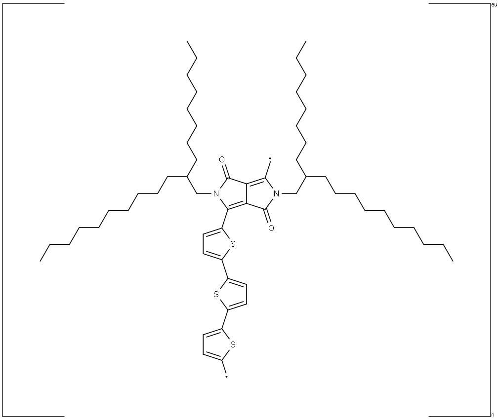 Poly[[2,3,5,6-tetrahydro-2,5-bis(2-octyldodecyl)-3,6-dioxopyrrolo[3,4-c]pyrrole-1,4-diyl][2,2':5',2''-terthiophene]-5,5''-diyl] Struktur