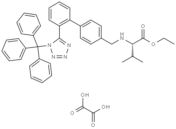 N-[[2'-(1-triphenylmethyltetrazole-5-yl)biphenyl-4-yl]methyl]-L-valine ethylester oxalate Struktur