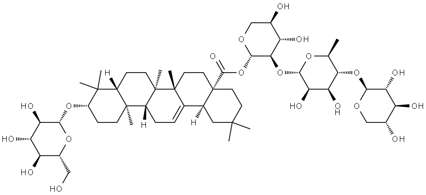 Olean-12-en-28-oic acid, 3-(β-D-glucopyranosyloxy)-, O-β-D-xylopyranosyl-(1→4)-O-6-deoxy-α-L-mannopyranosyl-(1→2)-β-D-xylopyranosyl ester, (3β)-