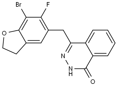 4-[(7-Bromo-6-fluoro-2,3-dihydro-5-benzofuranyl)methyl]-1(2H)-phthalazinone Struktur