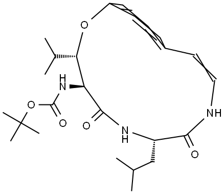 Carbamic acid, [3-(1-methylethyl)-7-(2-methylpropyl)-5,8-dioxo-6,9-diazabicyclo[10.2.2]hexadeca-10,12,14,15-tetraen-4-yl]-, 1,1-dimethylethyl ester, [3S-(3R*,4R*,7R*)]- (9CI) Struktur