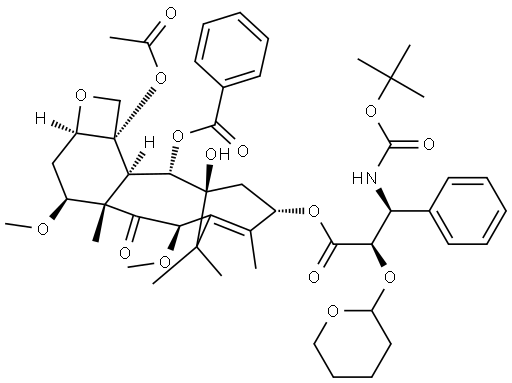 Benzenepropanoic acid, β-[[(1,1-dimethylethoxy)carbonyl]amino]-α-[(tetrahydro-2H-pyran-2-yl)oxy]-, (2aR,4S,4aS,6R,9S,11S,12S,12aR,12bS)-12b-(acetyloxy)-12-(benzoyloxy)-2a,3,4,4a,5,6,9,10,11,12,12a,12b-dodecahydro-11-hydroxy-4,6-dimethoxy-4a,8,13,13-tetramethyl-5-oxo-7,11-methano-1H-cyclodeca[3,4]benz[1,2-b]oxet-9-yl ester, (αR,βS)-