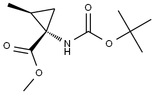 methyl (1S,2S)-1-{[(tert-butoxy)carbonyl]amino}-2-methylcyclopropane-1-carboxylate Struktur